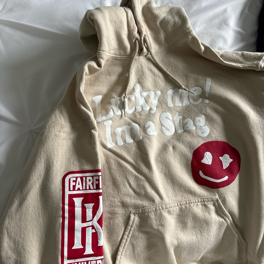 Lucky me! customized Fairfield U hoodie. Great for bed decorating.